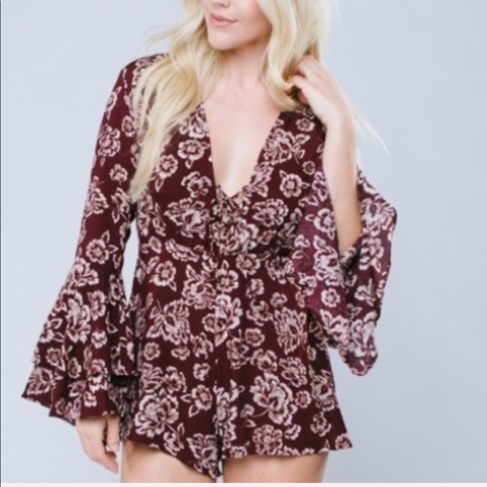 Vestique Maroon Floral Romper